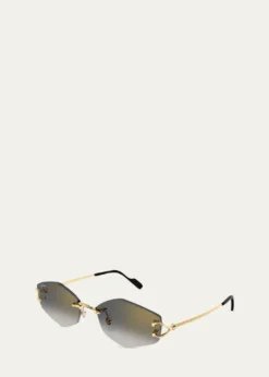 CartierDecor Classic C de Cartier 56mm Rimless Geometric Metal Sunglasses