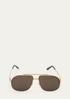 CartierMen's Metal Double-Bridge Aviator Sunglasses