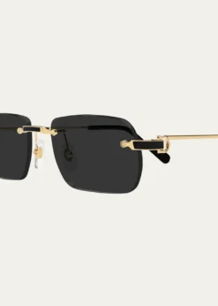 CartierMen's Nylon & Metal Rectangle Sunglasses