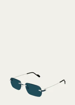 CartierMen's Nylon & Metal Rectangle Sunglasses