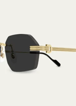 CartierMen's Rimless Metal Geometric Sunglasses