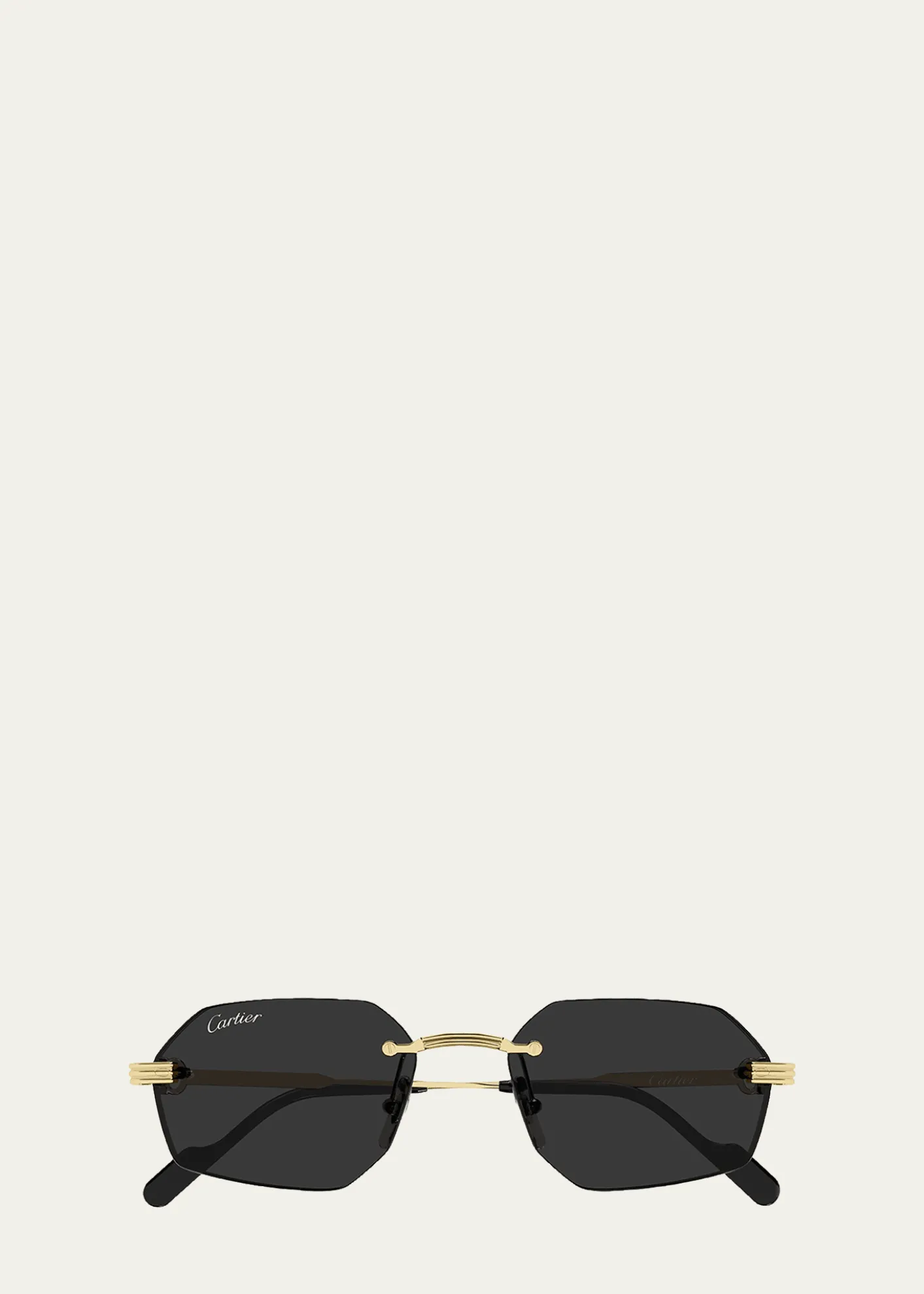 CartierMen's Rimless Metal Geometric Sunglasses