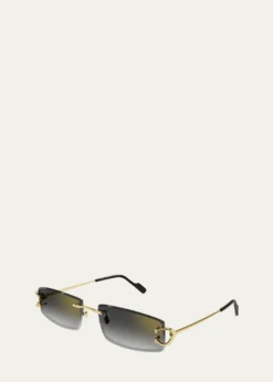 CartierMen's Rimless Metal Rectangle Sunglasses