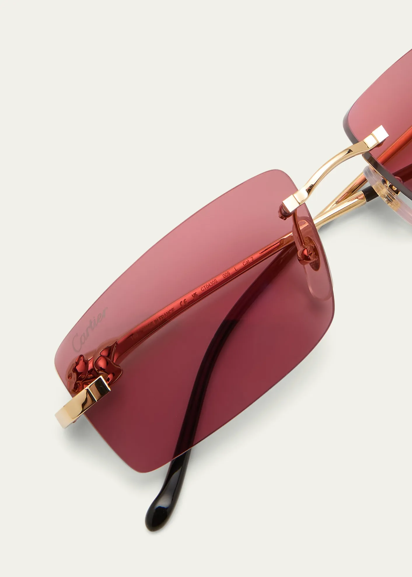 CartierMen's Rimless Metal Rectangle Sunglasses