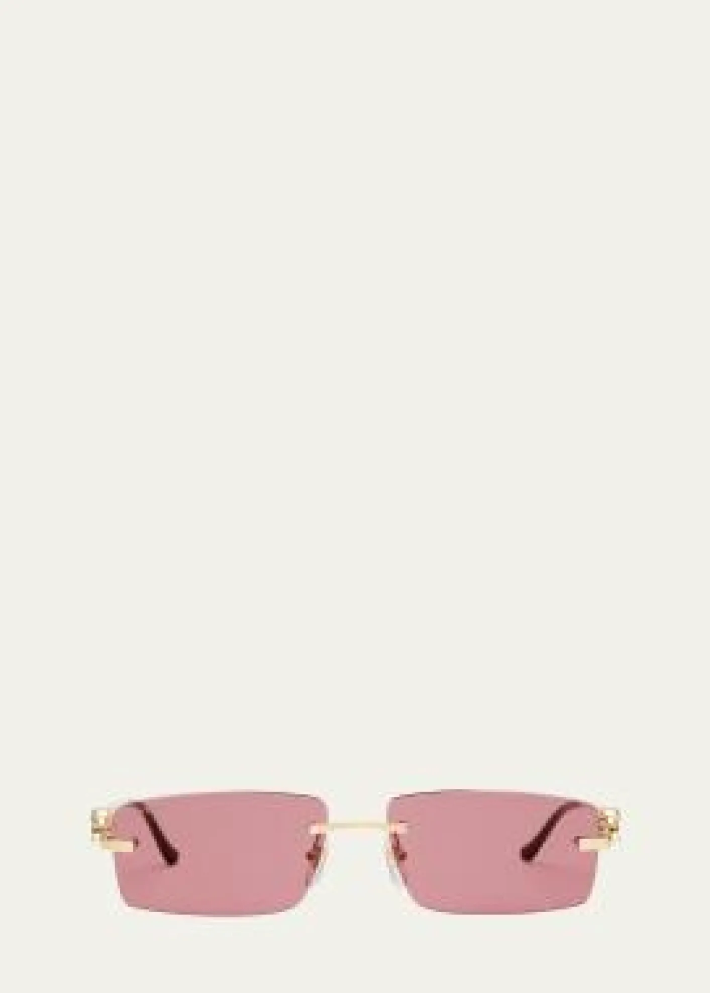 CartierMen's Rimless Metal Rectangle Sunglasses