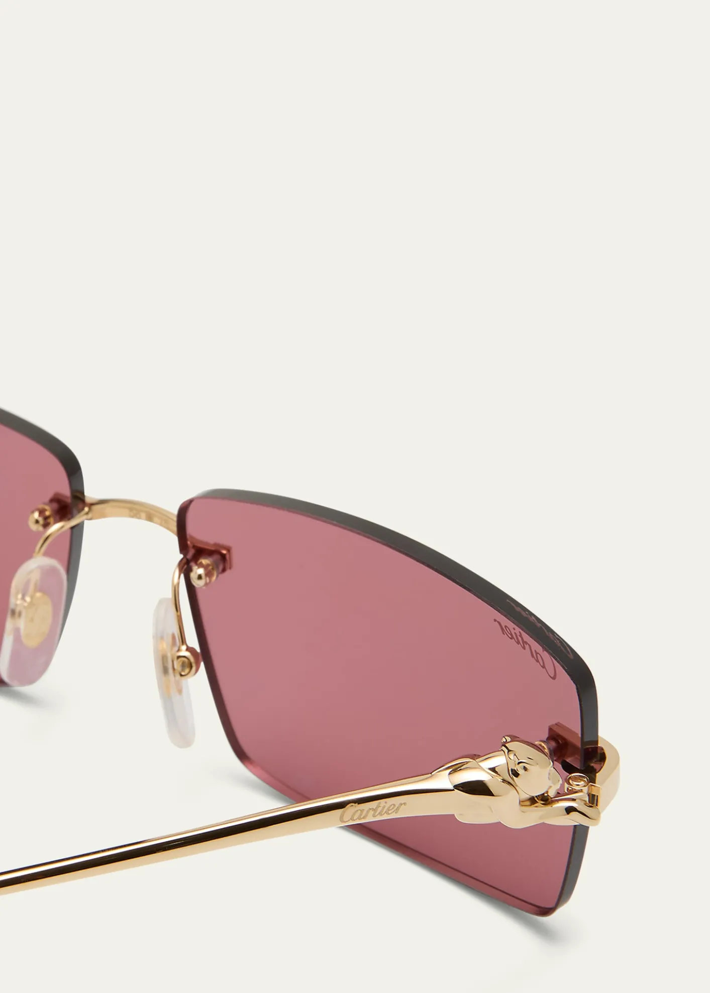 CartierMen's Rimless Metal Rectangle Sunglasses