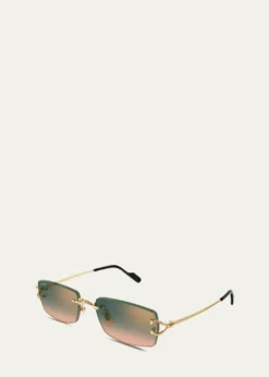 CartierMen's C-Hinge Metal and Nylon Rectangle Sunglasses