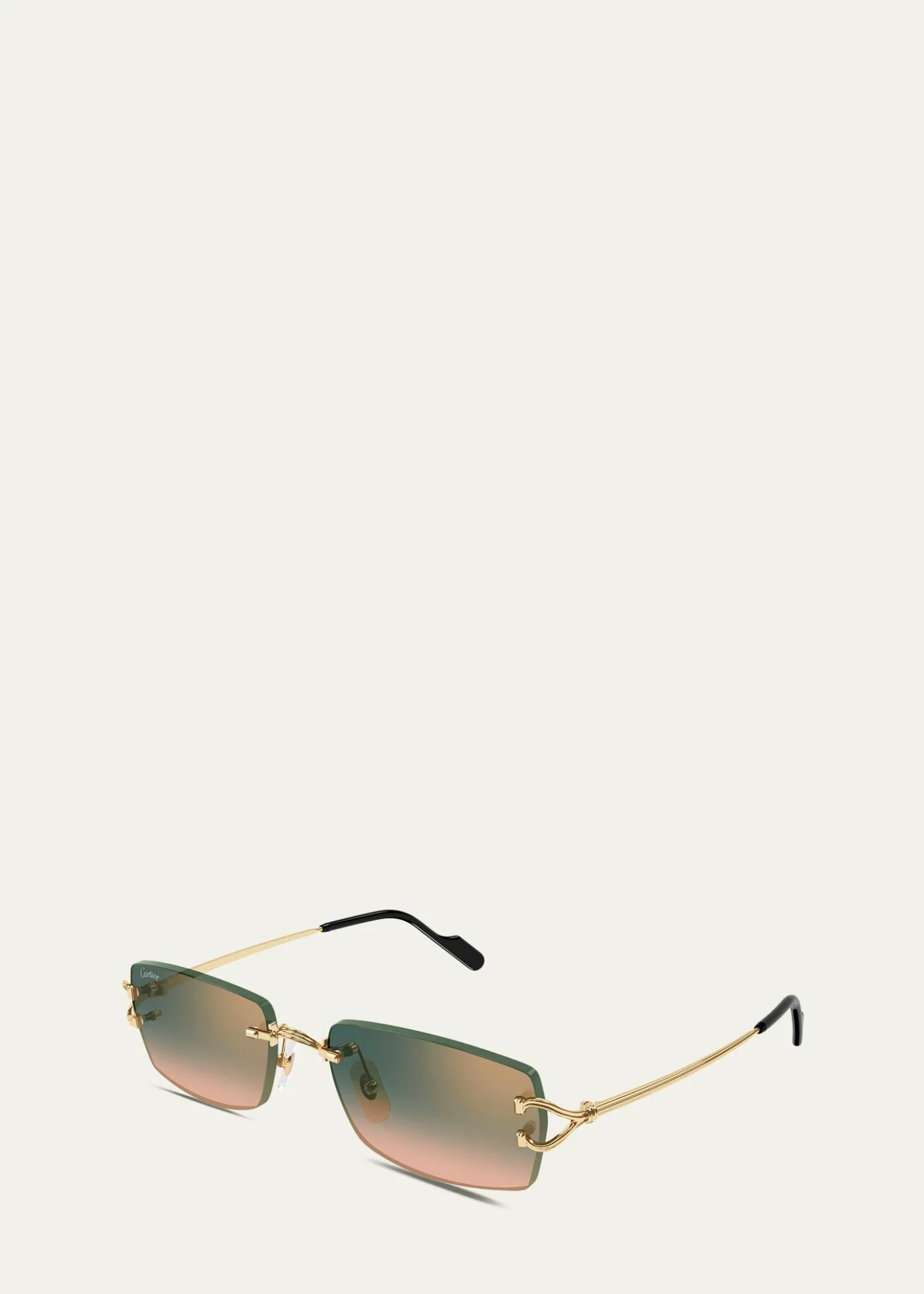 CartierMen's C-Hinge Metal and Nylon Rectangle Sunglasses