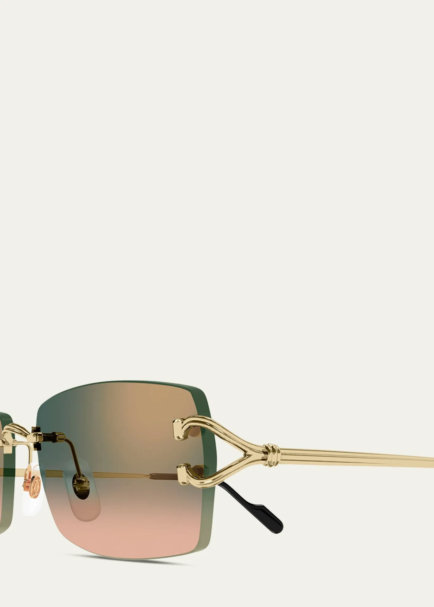 CartierMen's C-Hinge Metal and Nylon Rectangle Sunglasses