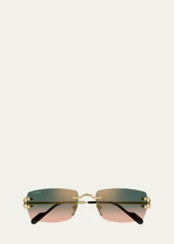 CartierMen's C-Hinge Metal and Nylon Rectangle Sunglasses