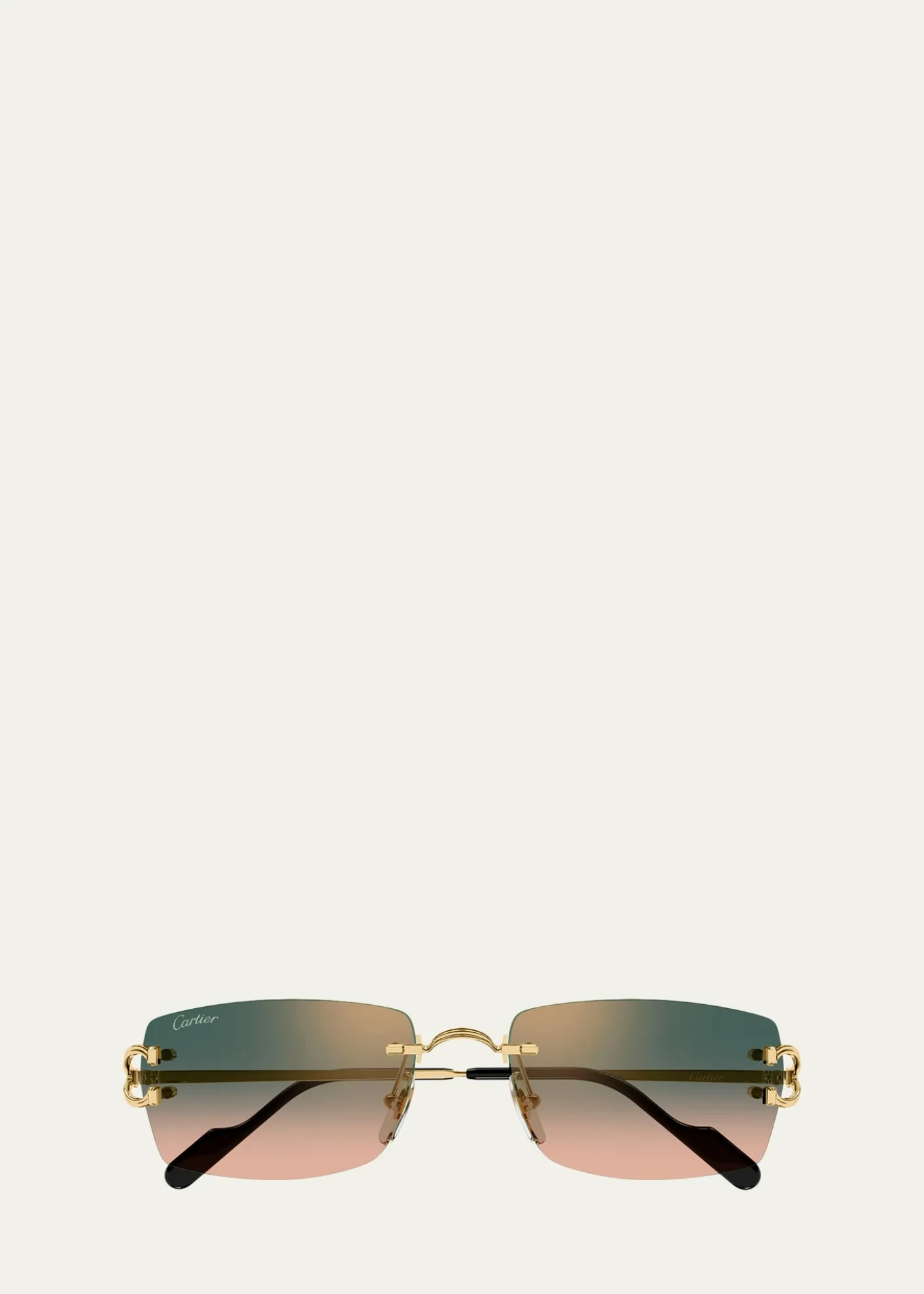 CartierMen's C-Hinge Metal and Nylon Rectangle Sunglasses