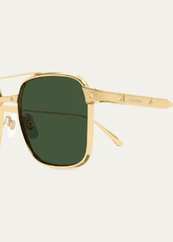CartierMen's CT0610S-002 Double-Bridge Titanium Aviator Sunglasses