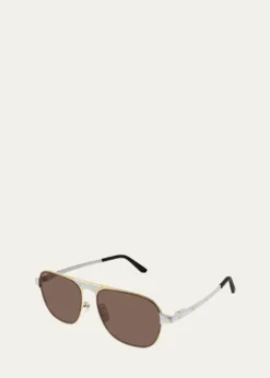 CartierMen's CT0532SM Metal Aviator Sunglasses