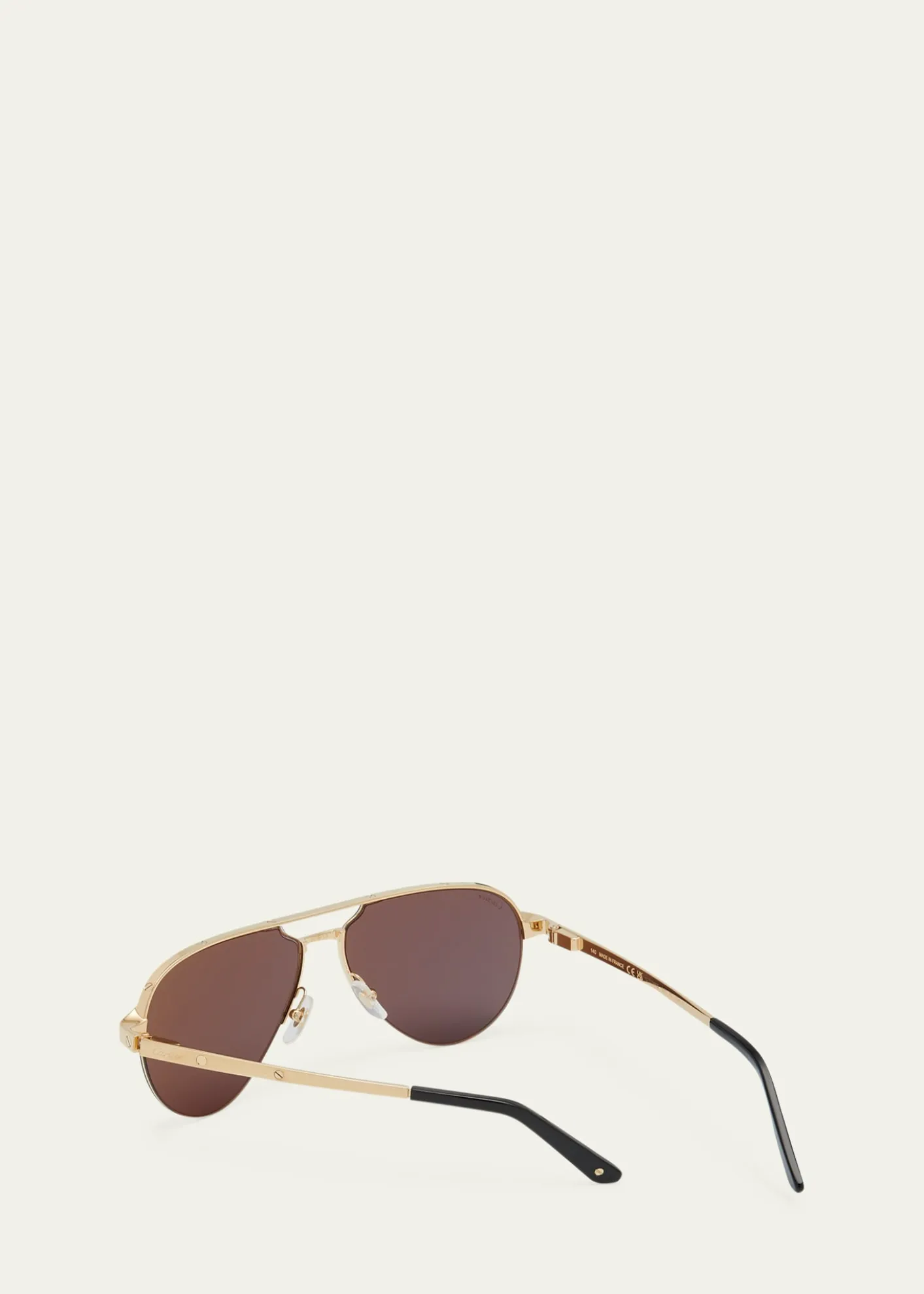 CartierMen's Half-Rim Metal Aviator Sunglasses with Logo