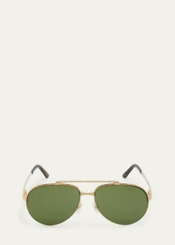 CartierMen's Metal Double-Bridge Aviator Sunglasses
