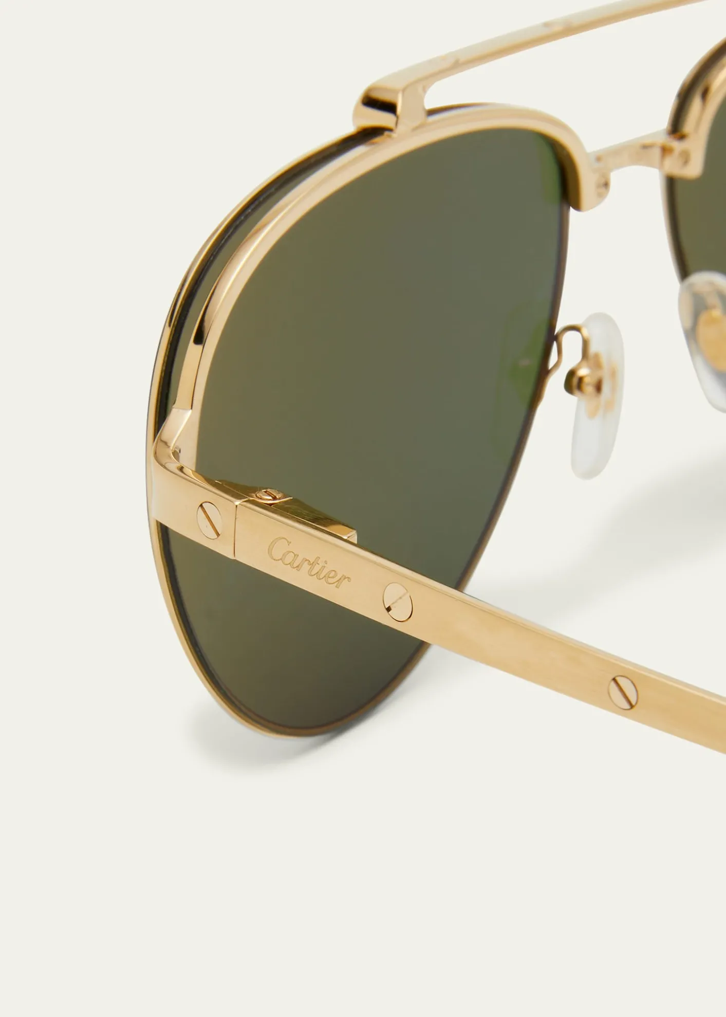 CartierMen's Metal Double-Bridge Aviator Sunglasses