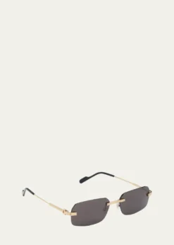 CartierMen's Rimless Metal Rectangle Sunglasses