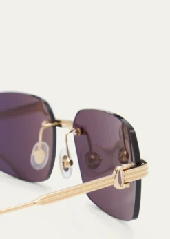 CartierMen's Rimless Metal Rectangle Sunglasses