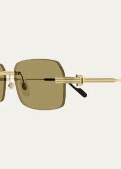 CartierMen's Rimless Rectangle Metal Sunglasses