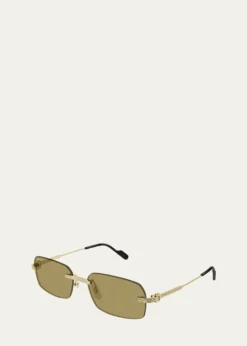 CartierMen's Rimless Rectangle Metal Sunglasses