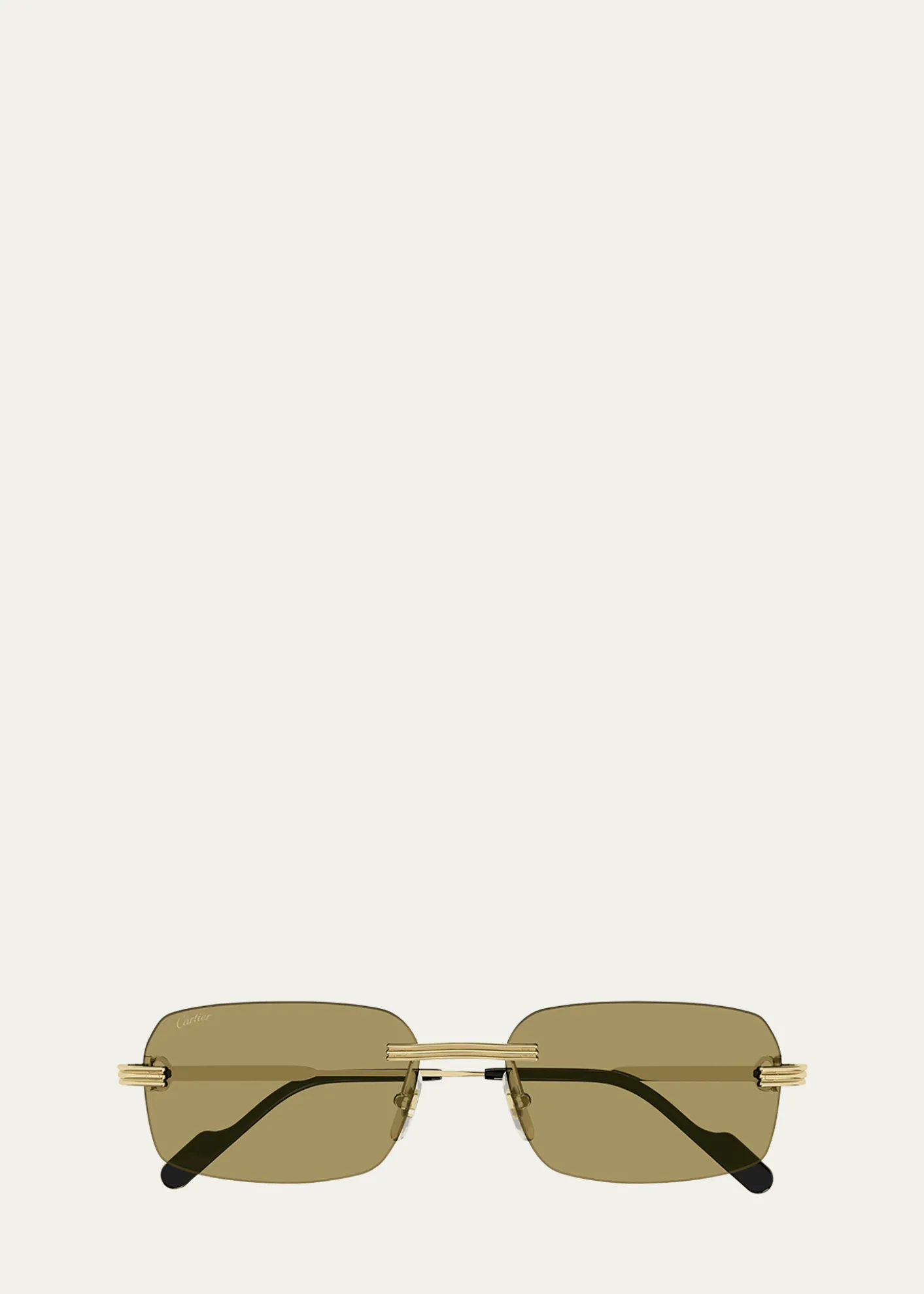 CartierMen's Rimless Rectangle Metal Sunglasses