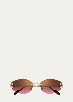 Cartier56mm Geometric Oval Sunglasses