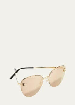 CartierPanthere Semi-Rimless Metal Cat-Eye Sunglasses