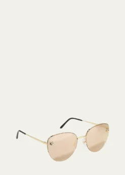 CartierPanthere Semi-Rimless Metal Cat-Eye Sunglasses