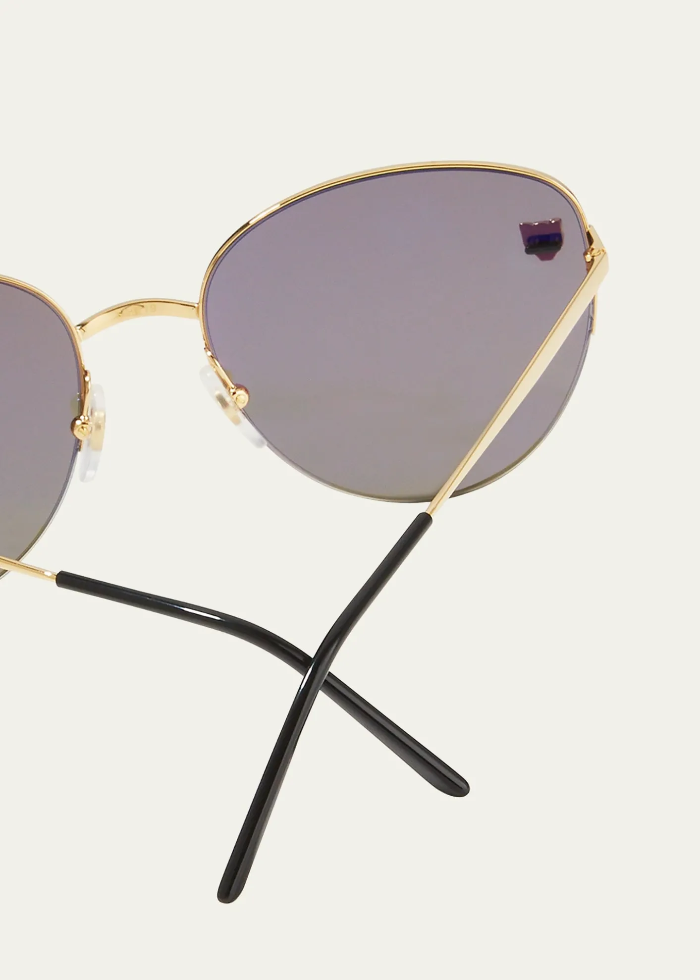 CartierPanthere Semi-Rimless Metal Cat-Eye Sunglasses