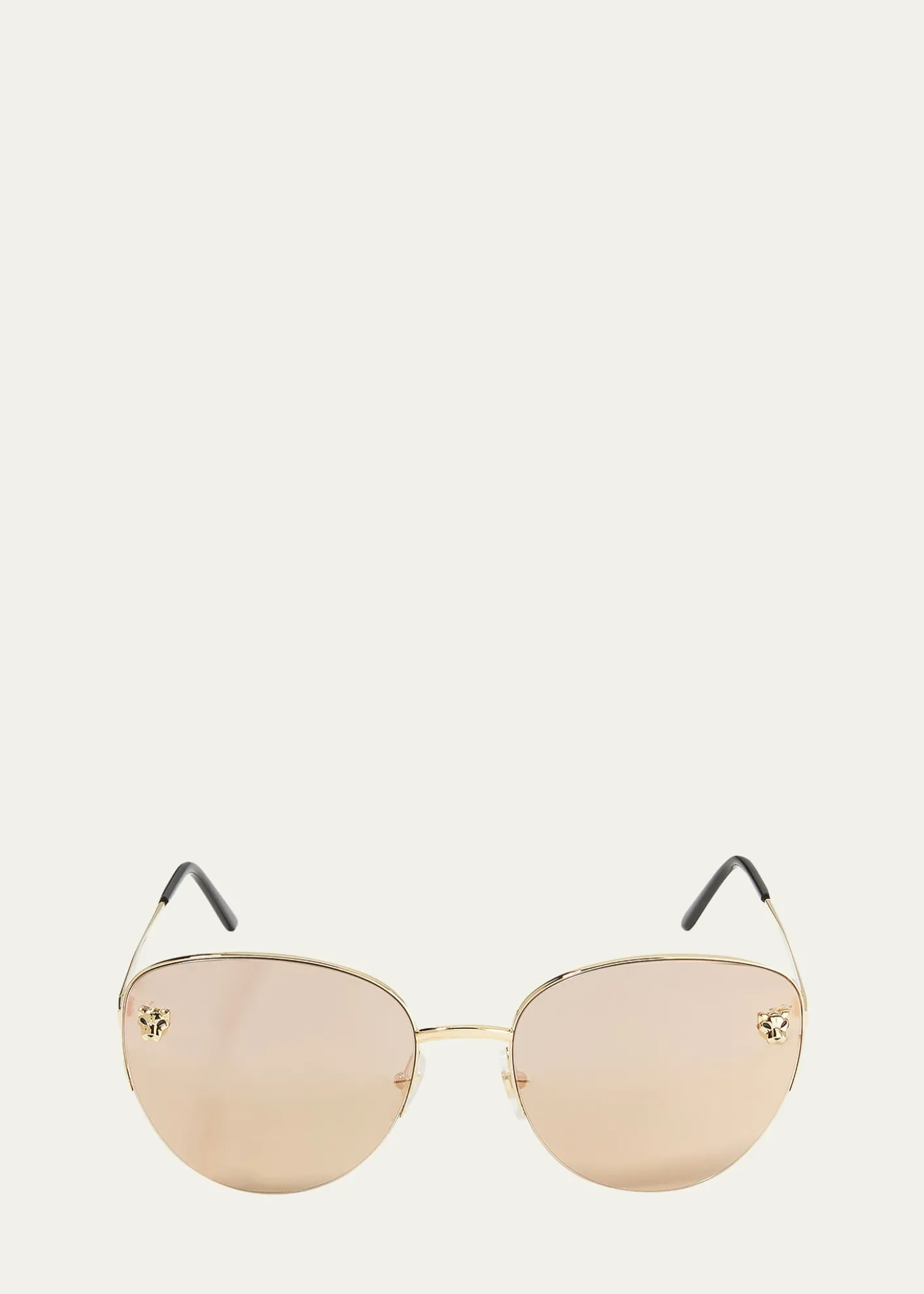 CartierPanthere Semi-Rimless Metal Cat-Eye Sunglasses