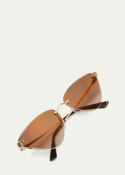 CartierPanthère Rimless Cat-Eye Metal Sunglasses