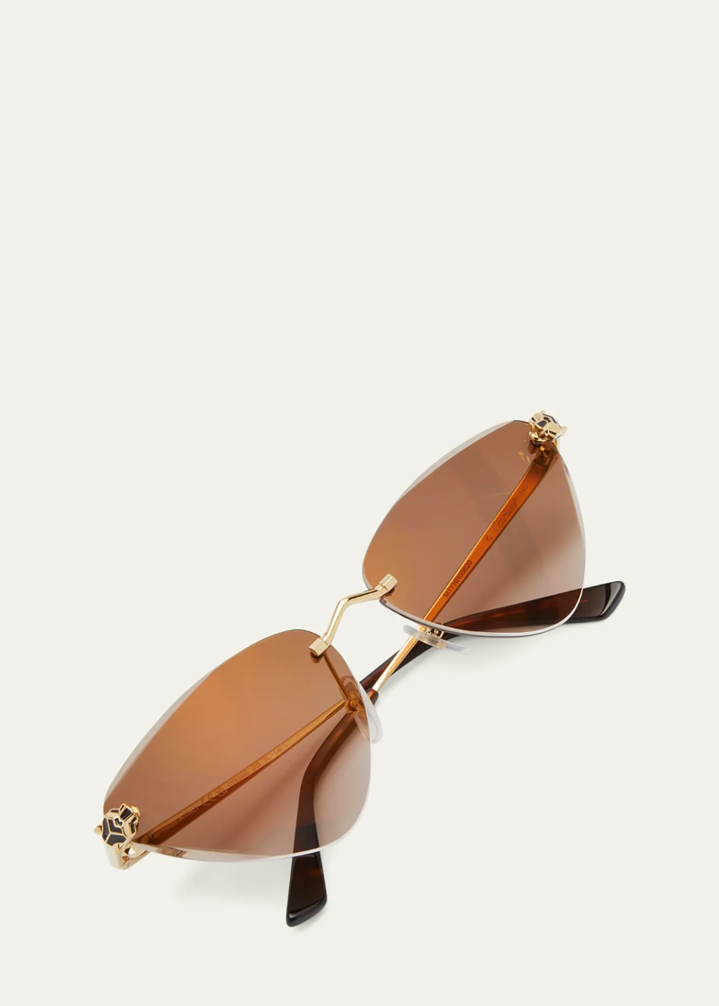 CartierPanthère Rimless Cat-Eye Metal Sunglasses
