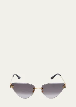 CartierPanthère Rimless Cat-Eye Metal Sunglasses