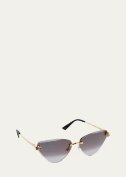 CartierPanthère Rimless Cat-Eye Metal Sunglasses