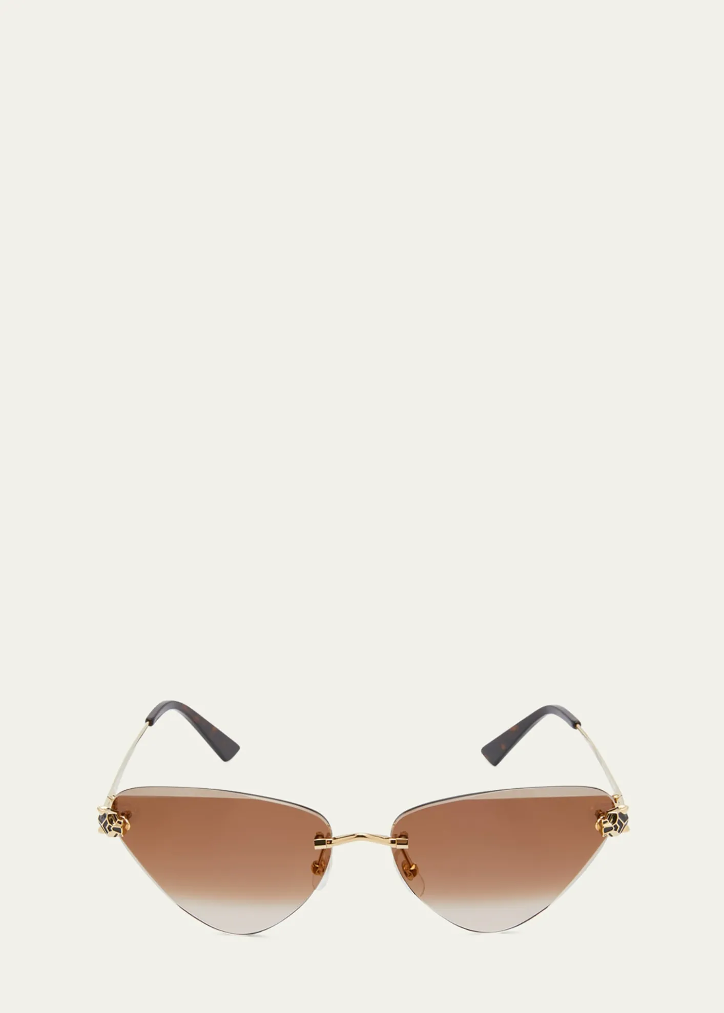 CartierPanthère Rimless Cat-Eye Metal Sunglasses