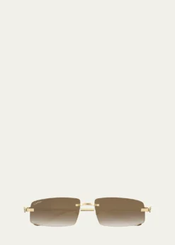CartierPanthère Rimless Rectangular Sunglasses in Gold Metal
