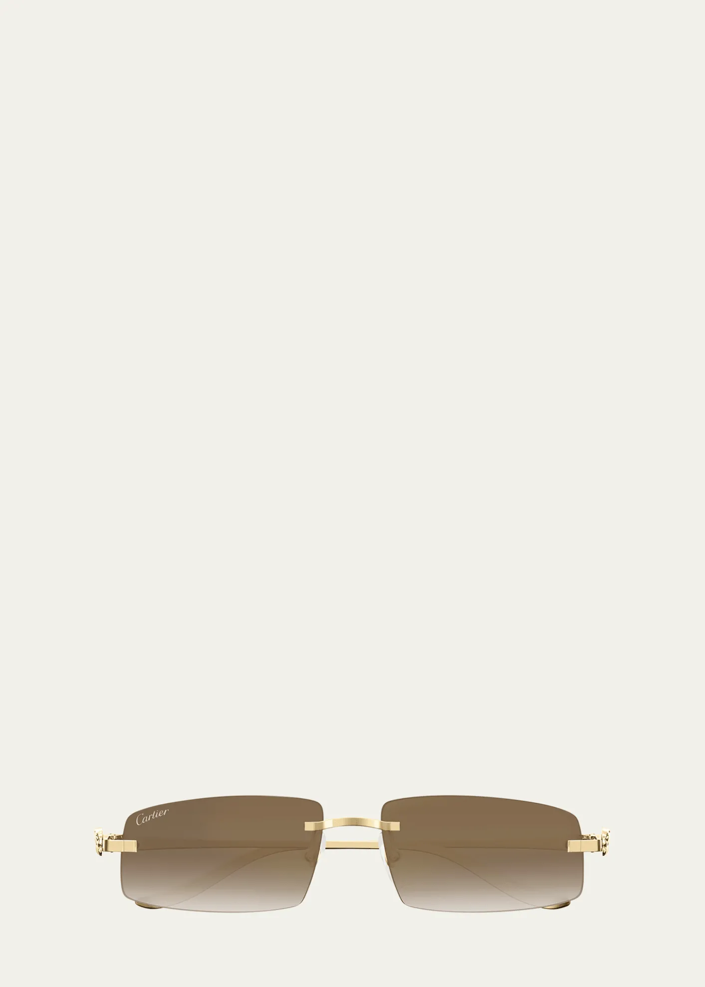 CartierPanthère Rimless Rectangular Sunglasses in Gold Metal