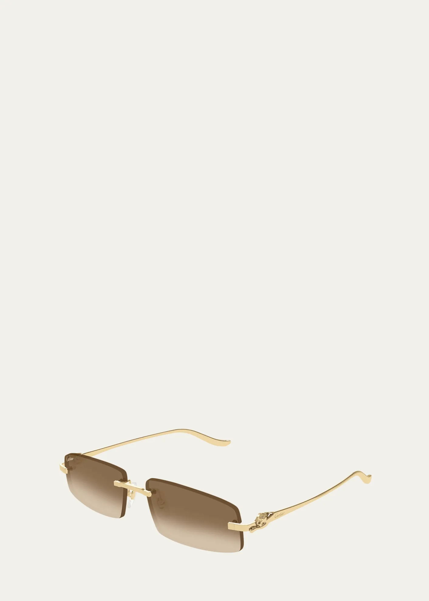CartierPanthère Rimless Rectangular Sunglasses in Gold Metal