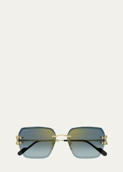 CartierRimless Metal Butterfly Sunglasses