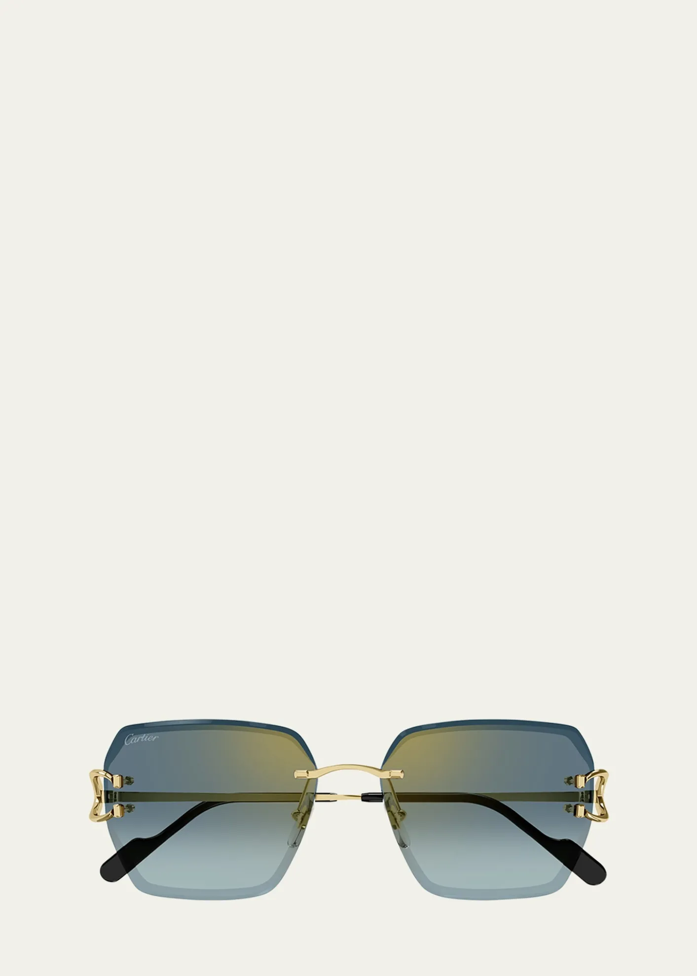 CartierRimless Metal Butterfly Sunglasses