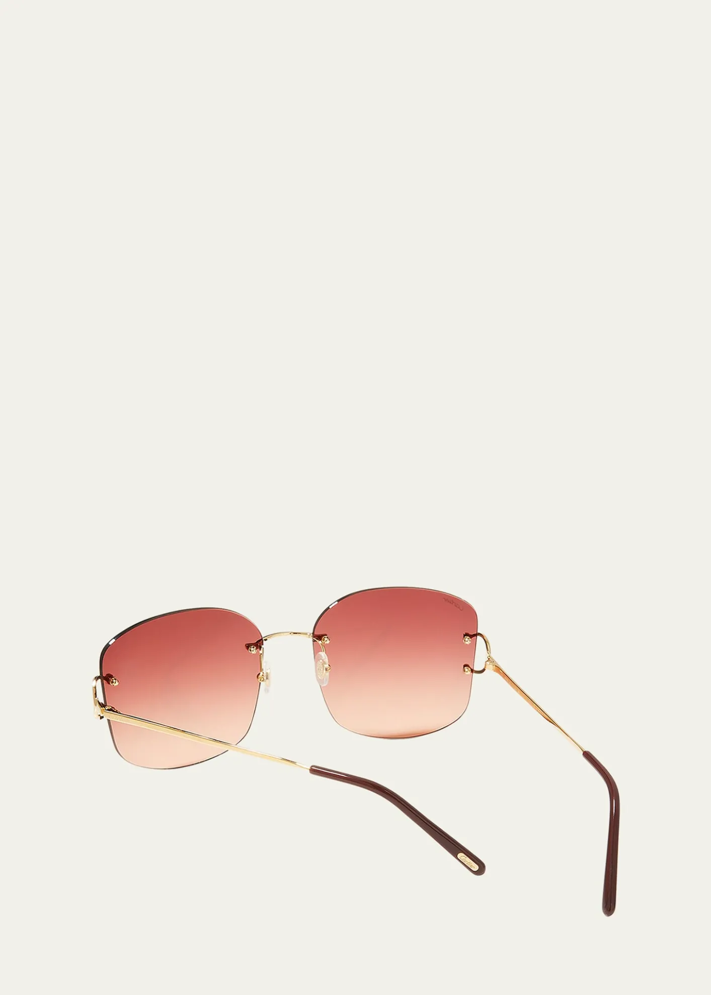 CartierRimless Round Metal & Acetate Sunglasses
