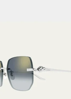 CartierRimless Metal Butterfly Sunglasses