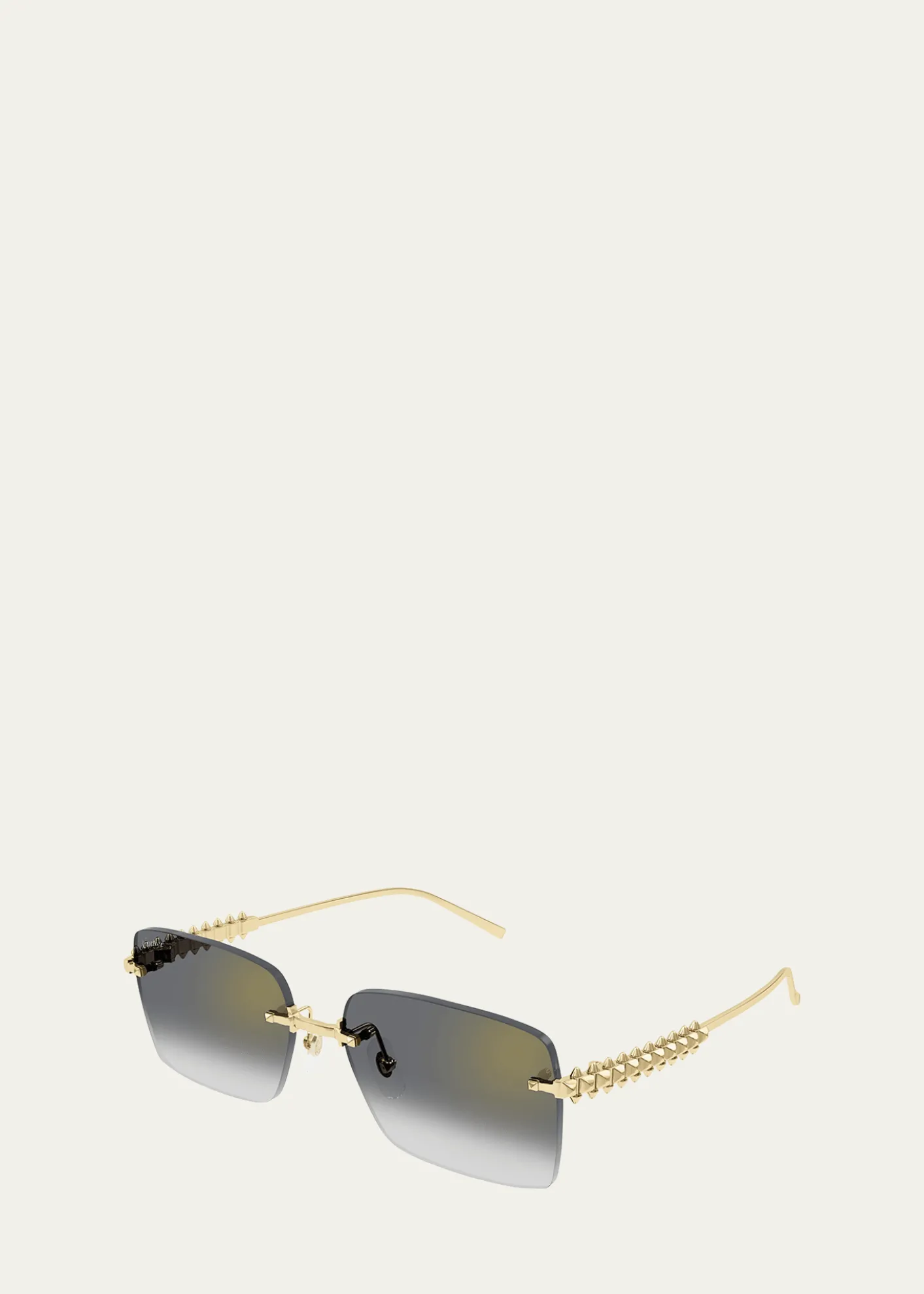 CartierRimless Metal Rectangle Sunglasses
