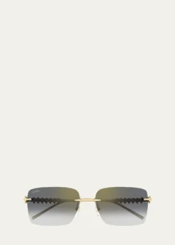 CartierRimless Metal Rectangle Sunglasses