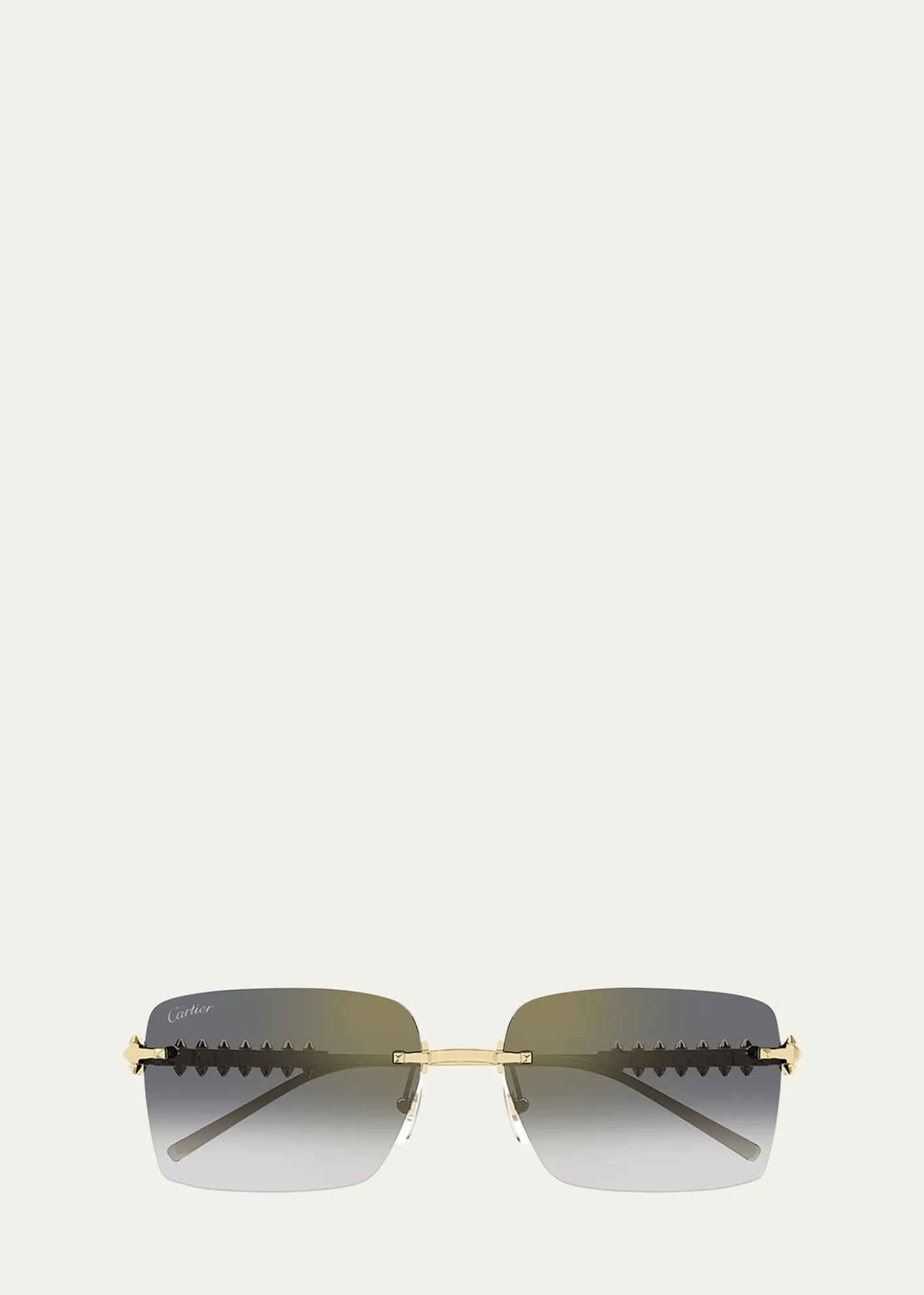 CartierRimless Metal Rectangle Sunglasses