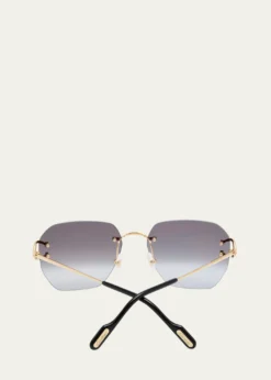 CartierRimless Square Metal Sunglasses