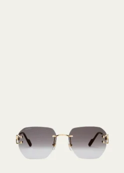 CartierRimless Square Metal Sunglasses