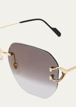 CartierRimless Square Metal Sunglasses