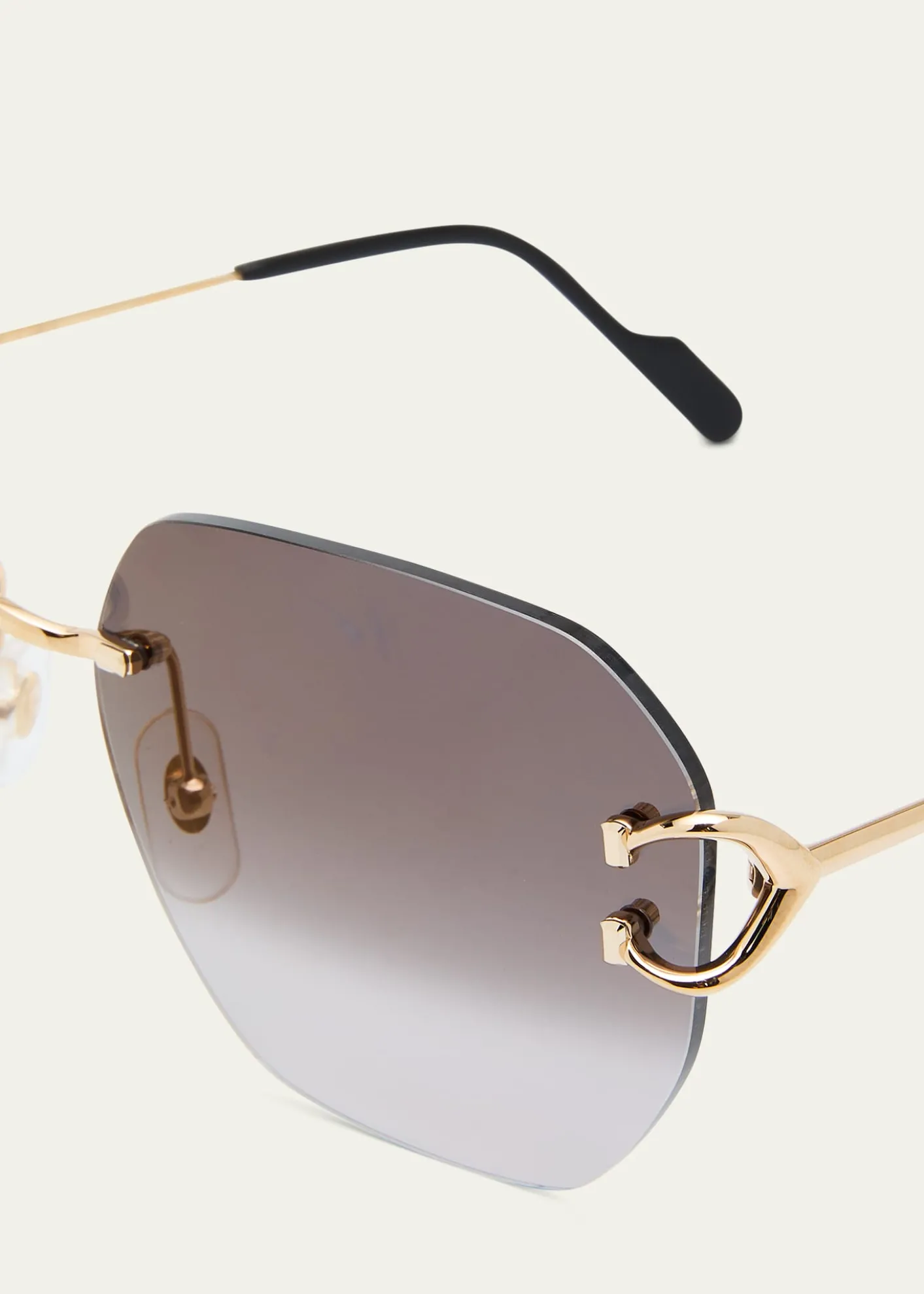 CartierRimless Square Metal Sunglasses