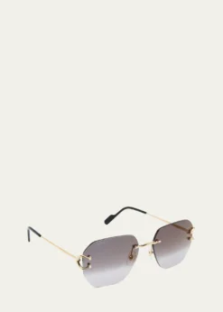 CartierRimless Square Metal Sunglasses